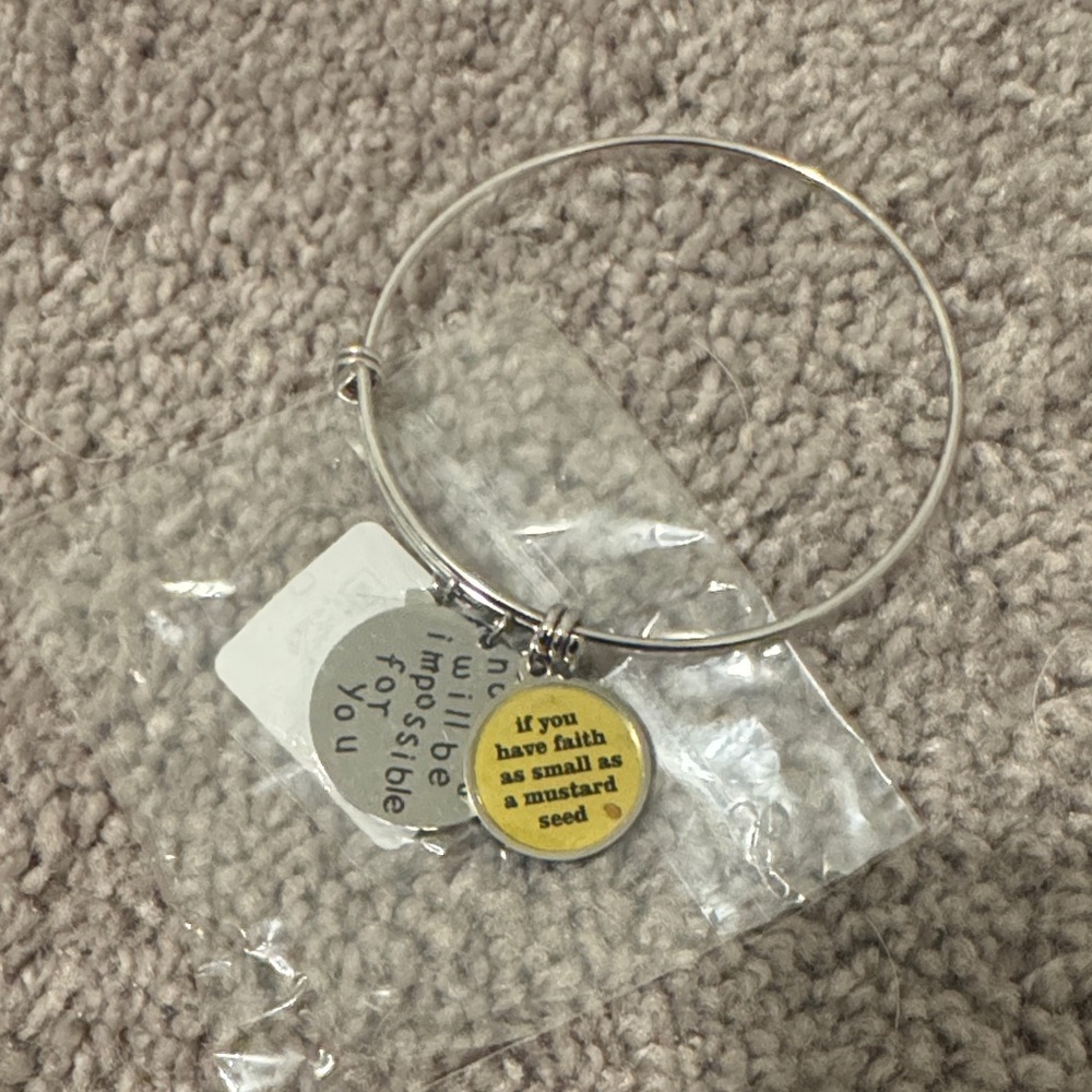 Silver Bangle Bracelet - if you have faith as small as a mustard seed